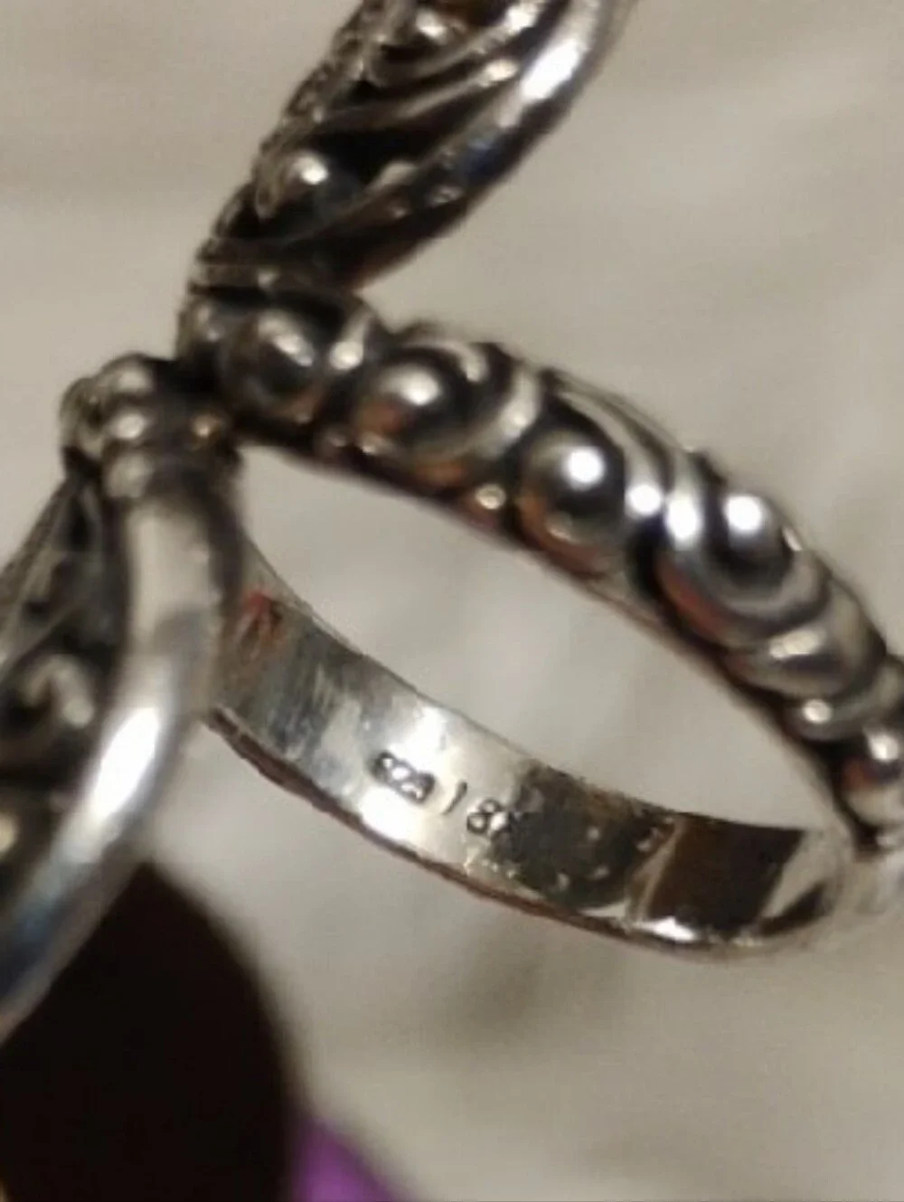 David Schorr 18k & 925 Bypass Ring & Stones 6 1/2